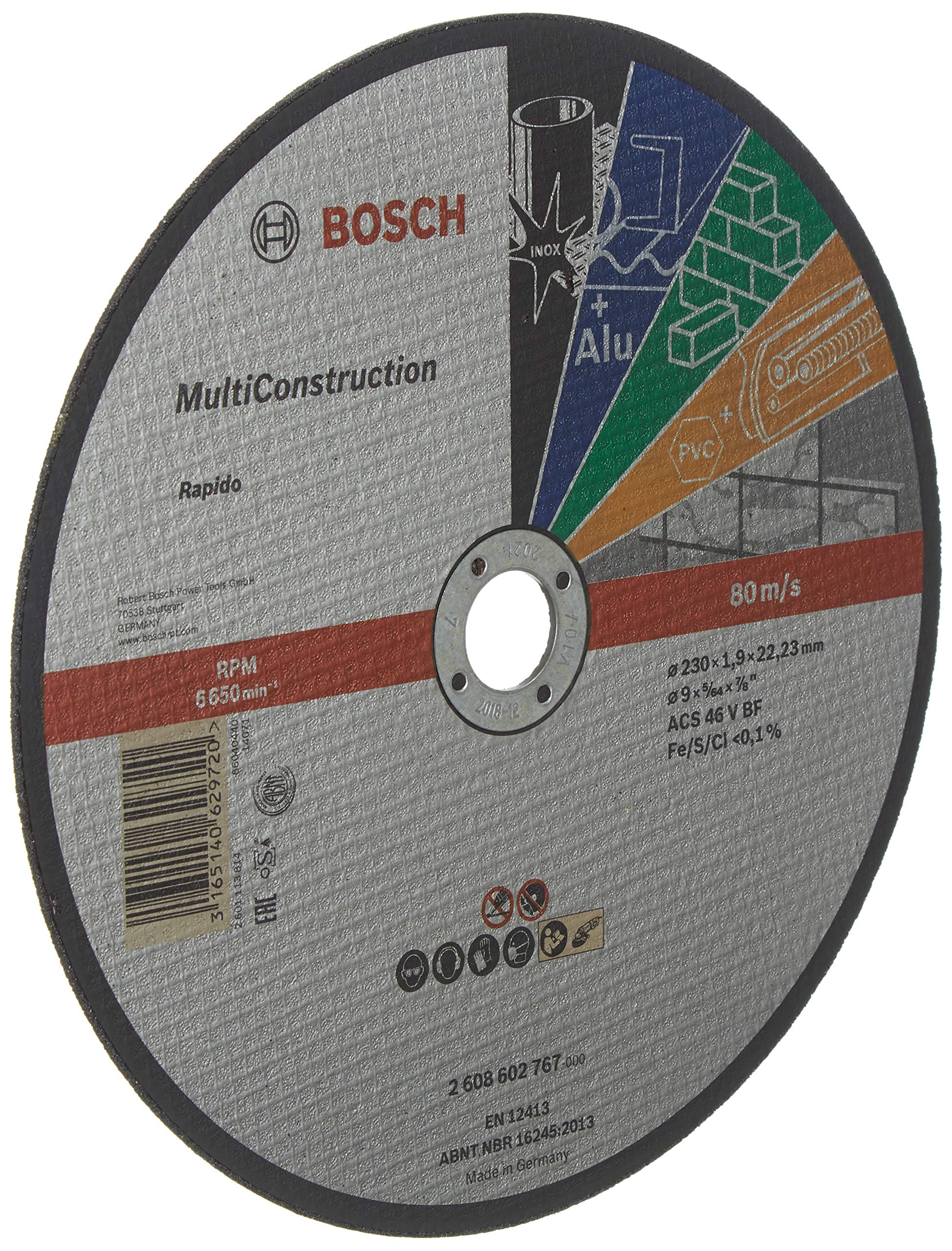 Bosch Cutting Disc Universal Flat Hub Rapido Multi Construction 230x1.9 mm – 2608602767