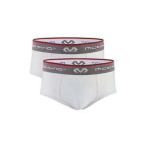 mcdavid 9120 classic pee wee brief with cup pocket 2 pack (white, large)