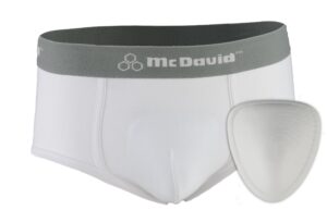 mcdavid classic brief with soft foam cup, youth: large, white