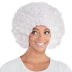 vibrant white curly party wig costume - 1 count - premium synthetic fiber & non-itchy - perfect for halloween, cosplay, & festivals - one size fits all