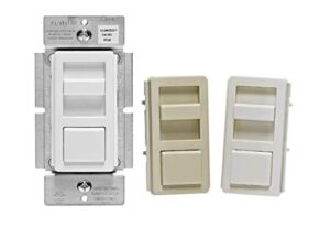 leviton illumatech dimmer switch for dimmable led, halogen and incandescent bulbs, ipl06-10z, white with ivory and light almond faceplates