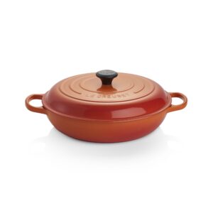 le creuset enameled cast iron signature braiser, 5 qt. , flame