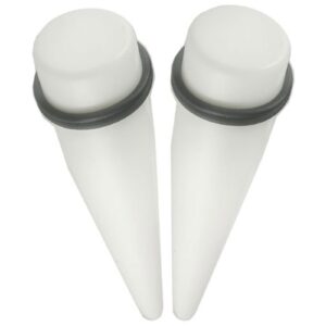 bodyjewellery 5/8 gauge 16mm White Acrylic Ear s Stretching Tapers Plugs Black AFWY Piercing 2Pcs