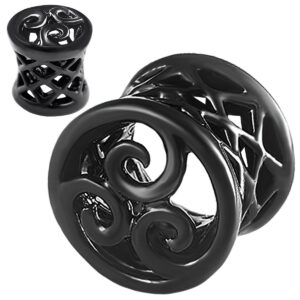 bodyjewellery 00g 00 gauge 10mm black double flare ear large gauge plugs flesh tunnels afxm ear stretchers piercing bkt003