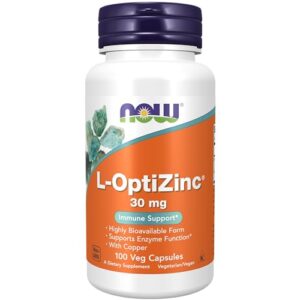 now supplements, l-optizinc® 30 mg with copper, highly bioavailable form, immune support*, 100 veg capsules