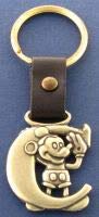 Disney Mickey Mouse Letter C Brass Keychain