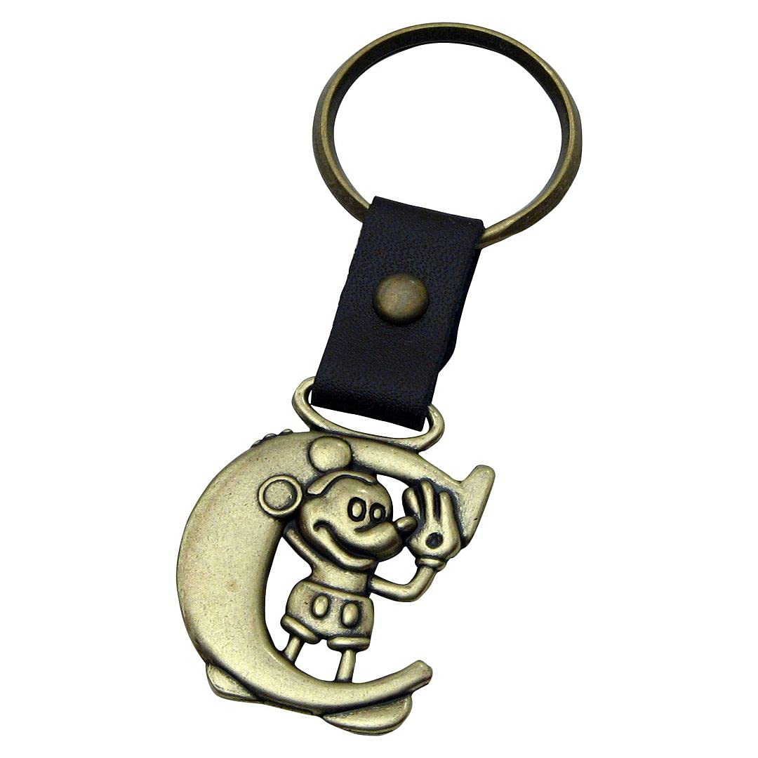 Disney Mickey Mouse Letter C Brass Keychain