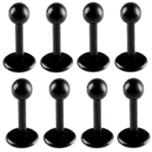 bodyjewellery 16g 16 gauge 1.2mm 1/4 inch 6mm black flexible acrylic lip bar labret ball ring monroe ear tragus stud afyy 8pcs