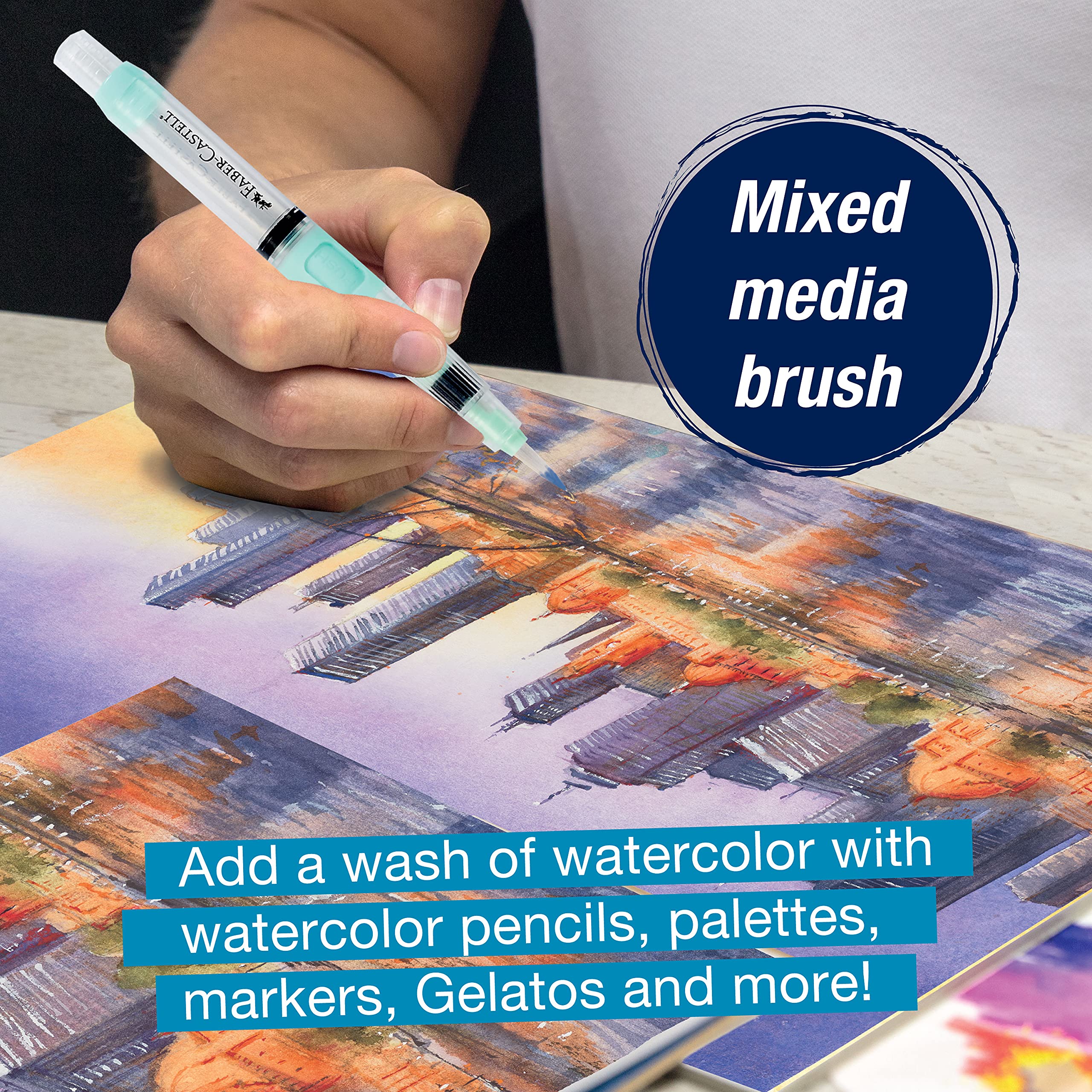 Faber-Castell Deluxe Water Brush Pen - Refillable Aqua Brush Pen for Watercolor