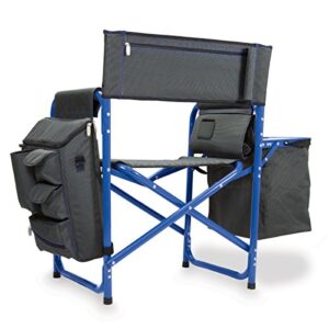 ONIVA - a Picnic Time Brand Fusion Original Design Outdoor Folding Chair, Gray with Blue Frame, 33 x 7 x 21