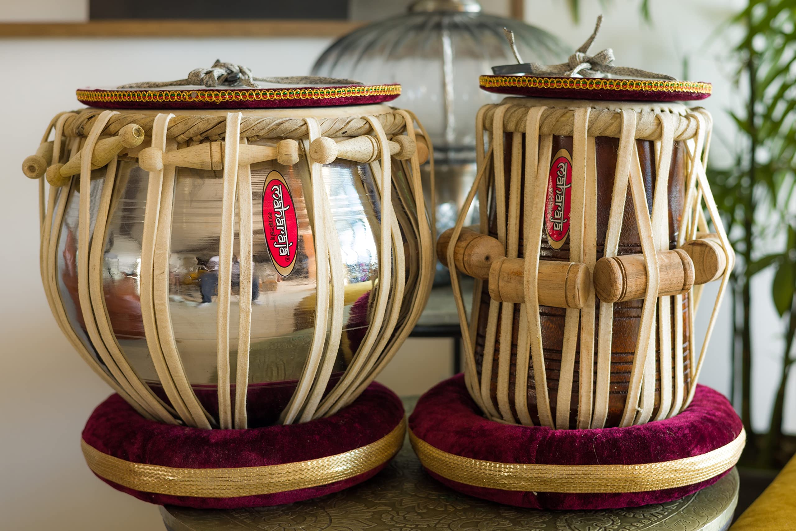 MAHARAJA Basic Tabla Set, Student Tabla Set, Steel Bayan, Dayan, Hammer, Cushions & Cover - Perfect Tablas for Students and Beginners on Budget, Tabla Drums, Indian Hand Drums (PDI-IB)