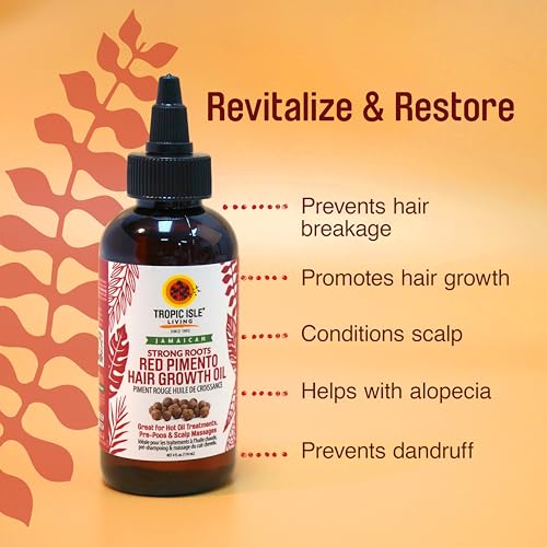 Jamaican Black Castor Oil 8oz & Strong Roots Red Pimento Hair Growth Oil 4oz SET | Rich in Vitamin E, Omega Fatty Acids and Minerals | For Hair Growth Oil, Skin Conditioning, Eyebrows & Eyelashes