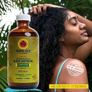 Jamaican Black Castor Oil 8oz & Strong Roots Red Pimento Hair Growth Oil 4oz SET | Rich in Vitamin E, Omega Fatty Acids and Minerals | For Hair Growth Oil, Skin Conditioning, Eyebrows & Eyelashes