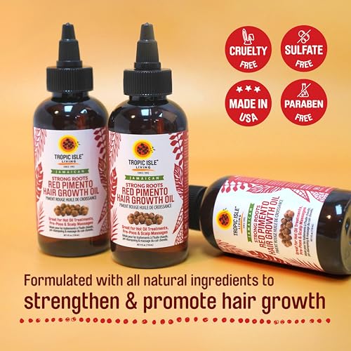 Jamaican Black Castor Oil 8oz & Strong Roots Red Pimento Hair Growth Oil 4oz SET | Rich in Vitamin E, Omega Fatty Acids and Minerals | For Hair Growth Oil, Skin Conditioning, Eyebrows & Eyelashes