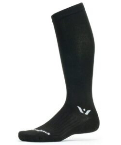 swiftwick- aspire twelve running socks, mens & womens | knee high compression fit socks | black, medium