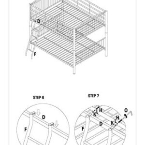 Powell Heavy Metal Bunk Bed, Full Over Full, Pewter