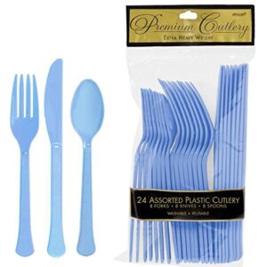 Amscan Items Premium Heavy Weight Assorted Cutlery, Standard Size, Blue