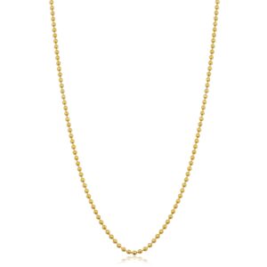 Kooljewelry 14k Yellow Gold 1 mm Diamond-cut Bead Ball Chain Necklace (20 inch)