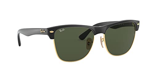 Ray-Ban RB4175 Clubmaster Oversized Square Sunglasses, Demi Gloss Black On Gold/G-15 Green, 57 mm