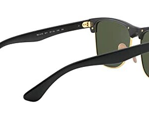 Ray-Ban RB4175 Clubmaster Oversized Square Sunglasses, Demi Gloss Black On Gold/G-15 Green, 57 mm