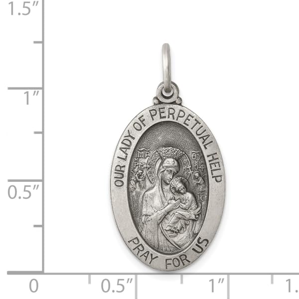 IceCarats 925 Sterling Silver Vintage Our Lady of Perpetual Help Medal Necklace Charm Pendant Only