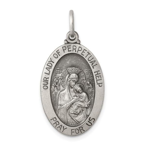 IceCarats 925 Sterling Silver Vintage Our Lady of Perpetual Help Medal Necklace Charm Pendant Only