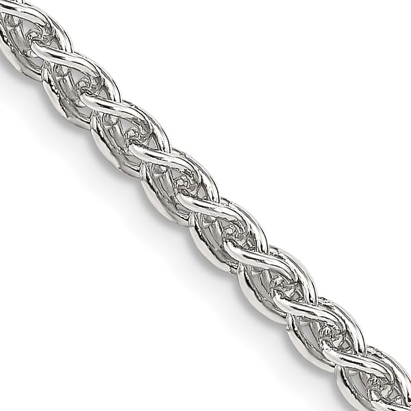 IceCarats 925 Sterling Silver 3mm Round Spiga Wheat Link Chain Necklace 24 inch