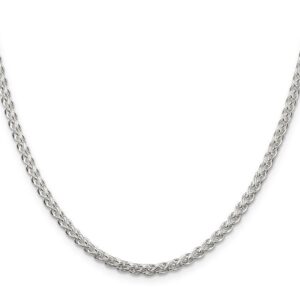 IceCarats 925 Sterling Silver 3mm Round Spiga Wheat Link Chain Necklace 24 inch