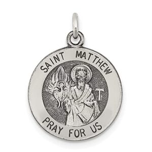 icecarats 925 sterling silver vintage saint matthew medal necklace charm pendant only