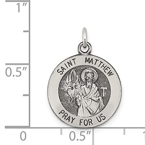 IceCarats 925 Sterling Silver Vintage Saint Matthew Medal Necklace Charm Pendant Only