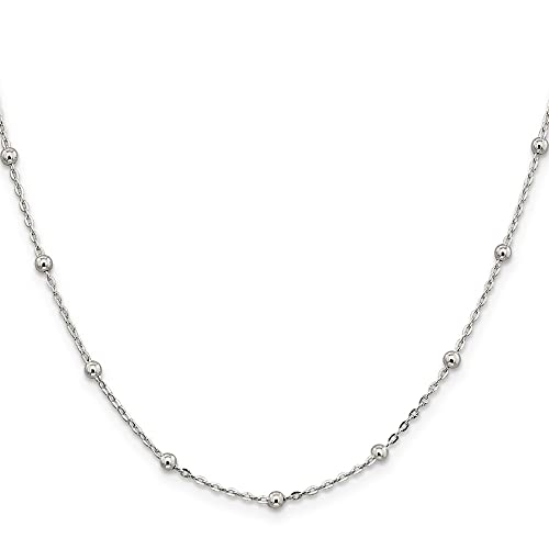 IceCarats 925 Sterling Silver 1.3mm Beaded Ball Chain Necklace 18 inch