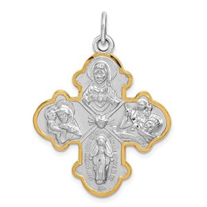 icecarats 925 sterling silver four way holy cross religious medal necklace christian pendant scapular charm 36mm x 35mm only