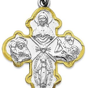 IceCarats 925 Sterling Silver Four Way Holy Cross Religious Medal Necklace Christian Pendant Scapular Charm 36mm x 35mm Only