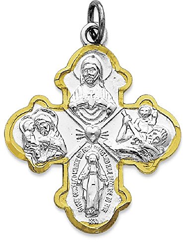 IceCarats 925 Sterling Silver Four Way Holy Cross Religious Medal Necklace Christian Pendant Scapular Charm 36mm x 35mm Only