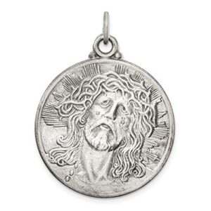 IceCarats 925 Sterling Silver Vintage Ecce Homo Jesus Christ Head Medal Necklace Religious Pendant Christian Faith Charm 38mm x 28mm Only