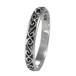 Moonlight Mysteries Narrow Sterling Silver Celtic Motif Band Ring for Men or Women (available 4-15) sz 5