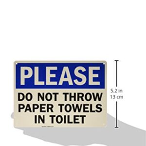 "Please - Do Not Throw Paper Towels In Toilet" Sign By SmartSign | 10" x 14" Plastic