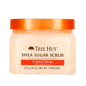 tree hut shea sugar scrub tropical mango, 18oz, ultra hydrating and exfoliating scrub for nourishing essential body care