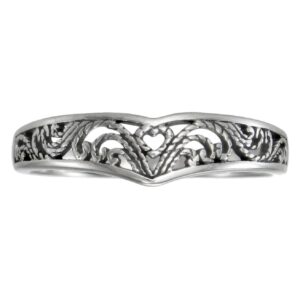 elegant sterling silver victorian filigree heart ring (sz 4-15) sz 5