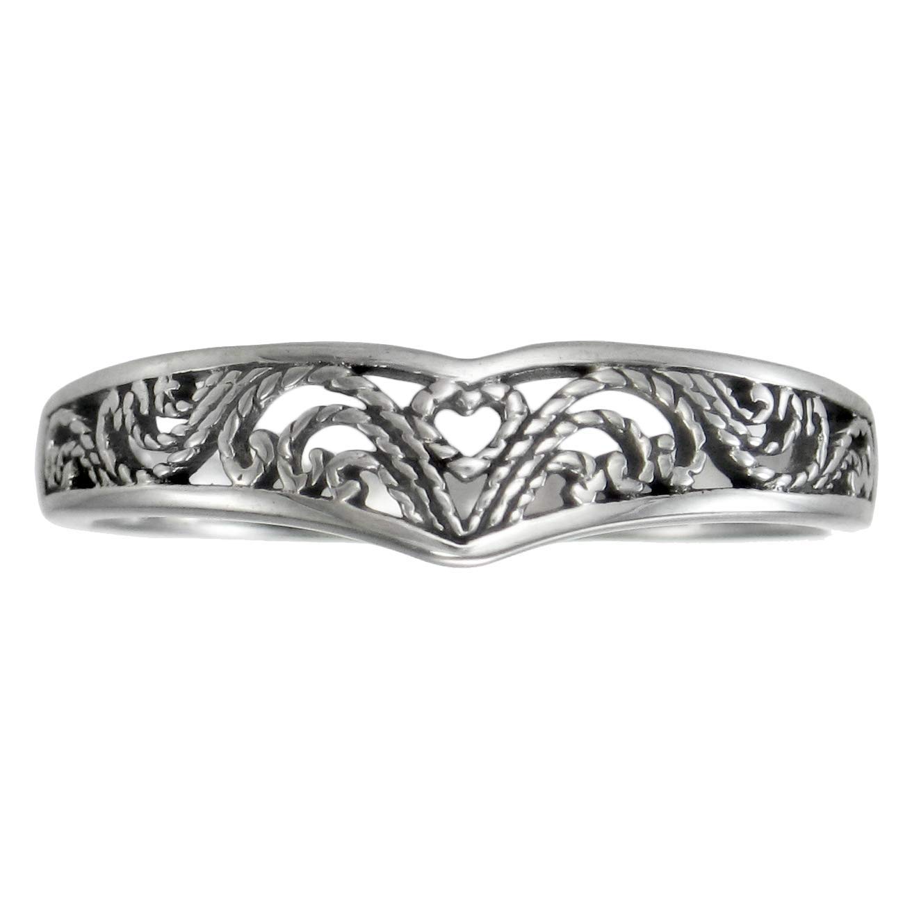 Elegant Sterling Silver Victorian Filigree Heart Ring (sz 4-15) sz 5