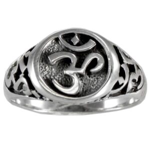 Large Sterling Silver Aum Om Hindu Ring (sz 4-15) sz 11