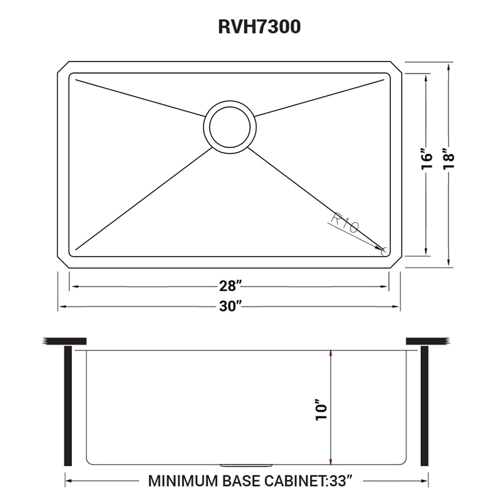 Ruvati 30-inch Undermount 16 Gauge Tight Radius Kitchen Sink Stainless Steel Single Bowl - RVH7300