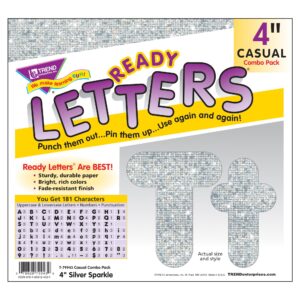 TREND ENTERPRISES Silver Sparkle 4" Casual Combo Ready Letters, 172 pieces, T-79943