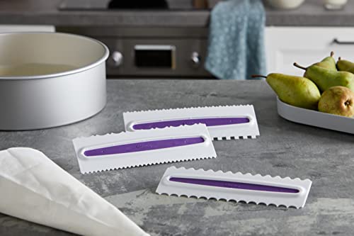 Wilton Comb Icing Smoother Set-3 Piece, White/Purple