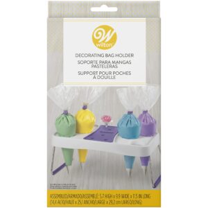 wilton decorating bag stand - organize icing bags for easy reach and quick treat decorating, holds flower nails to dry buttercream flowers, 6-cavity