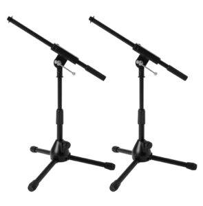 ultimate support js-mcfb50 low-profile mic stand with fixed-length boom w/adjustable height of 16" to 23" - 2 pack