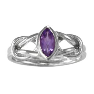 Moonlight Mysteries Sterling Silver Woven Celtic Knot Amethyst Gemstone Ring (Sizes 4-15)