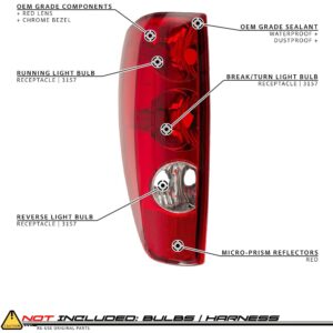 EPIC LIGHTING AMOE Style Halogen Tail Lights Lens & Housing Only Assembly Replacement for CHEVROLET GMC ISUZU 04-12 Colorado Canyon 06-08 Pickup [ GM2800164 GM2801164 25821848 25821849 ] Pair