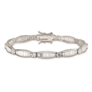 IceCarats 925 Sterling Silver Baguette Round Cubic Zirconia CZ Chain Bracelet