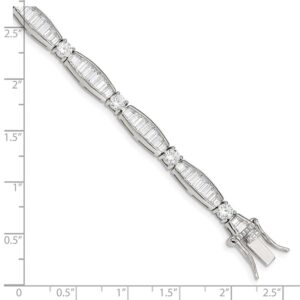 IceCarats 925 Sterling Silver Baguette Round Cubic Zirconia CZ Chain Bracelet